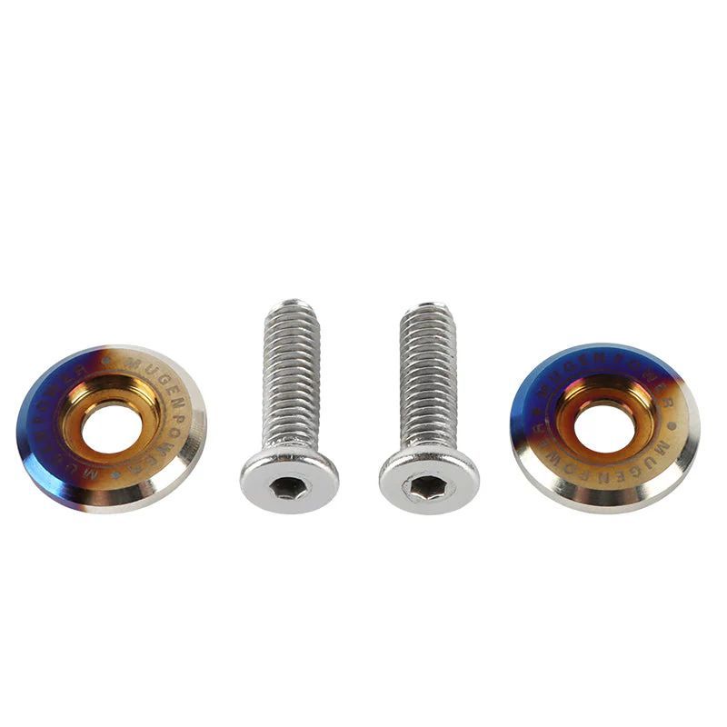 Brand New 2PCS JDM Mugen Power Burnt Blue License Plate Frame Bolts Screws Fasteners Universal