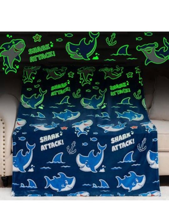 2 pack Shark Toys Blankets Glow in The Dark