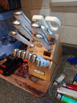 Cuisinart Knife Block Set with White Handles