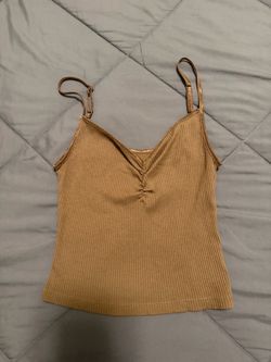 American Eagle Tan Ribbed V-Neck Cami Top