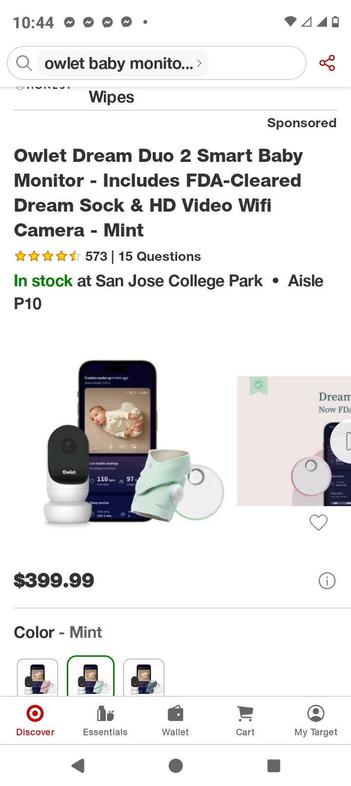 OWLET DREAM DUO 2 BABY MONITOR & SOCK