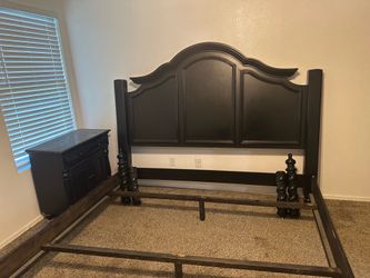 Bedroom set - Headboard , Footboard , Bed Frame, Hutch, and Nightstand