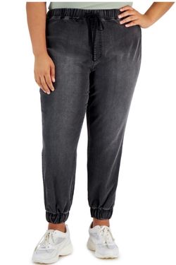 Black Denim Jogger Pull on Pants 3X