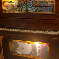 Beautiful Figured Mahogany, Stafford 25¢ Coin-Operated Nickelodeon Antique Player Piano