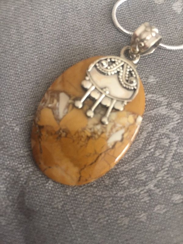 100% Hand Made Brecciated Mukkite 925 Sterling Silver Pendant and chain