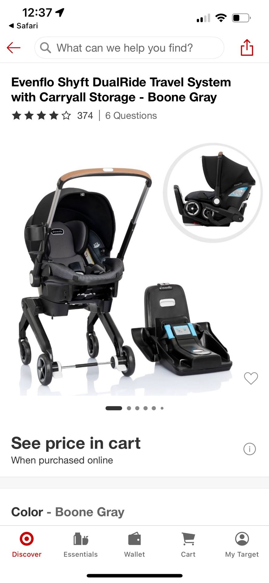 Evenflo Shyft Dualride Travel System Car seat Stroller With Carryall Storage