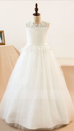Flower girl wedding dress(white)