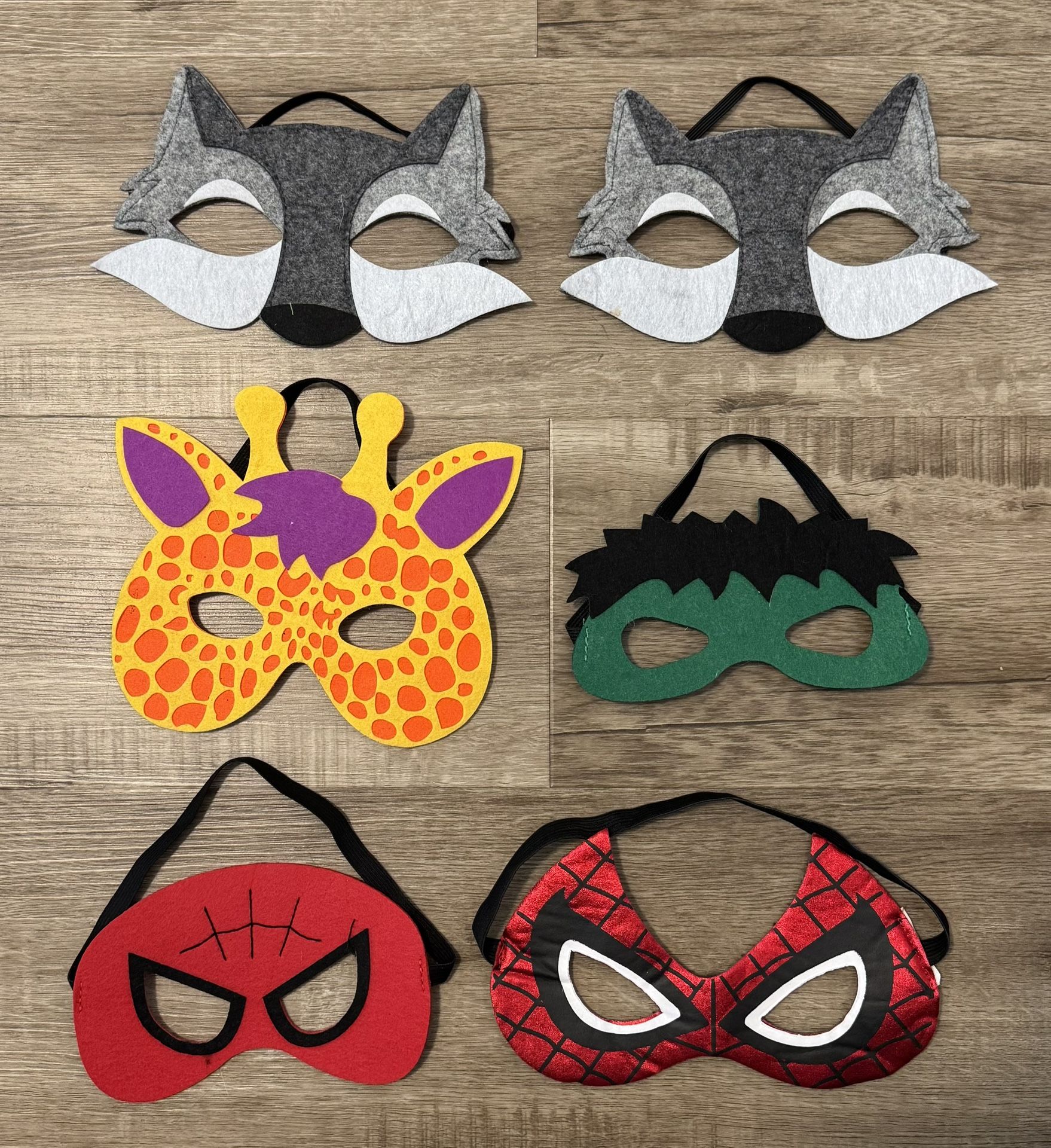 🎃👻 6 Halloween Masks: Wolves🐺 Giraffe🦒 Monster🐲 SpiderMan🕷 (brand new)