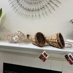 Wicker Cornucopia Basket Set of 3