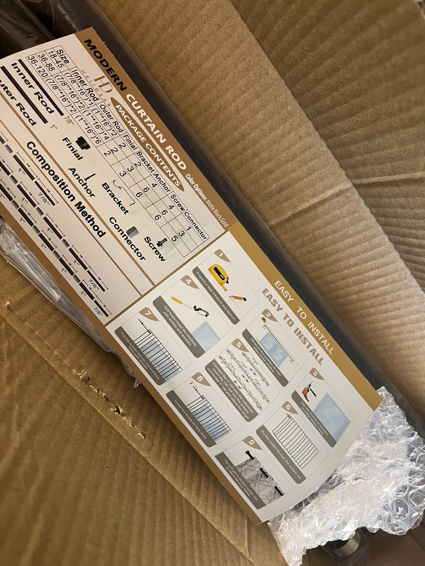 Curtain Rod Set – NEW in Box (HEIDEAR) Juego de Barras para Cortinas – NUEVO en Caja (HEIDEAR)