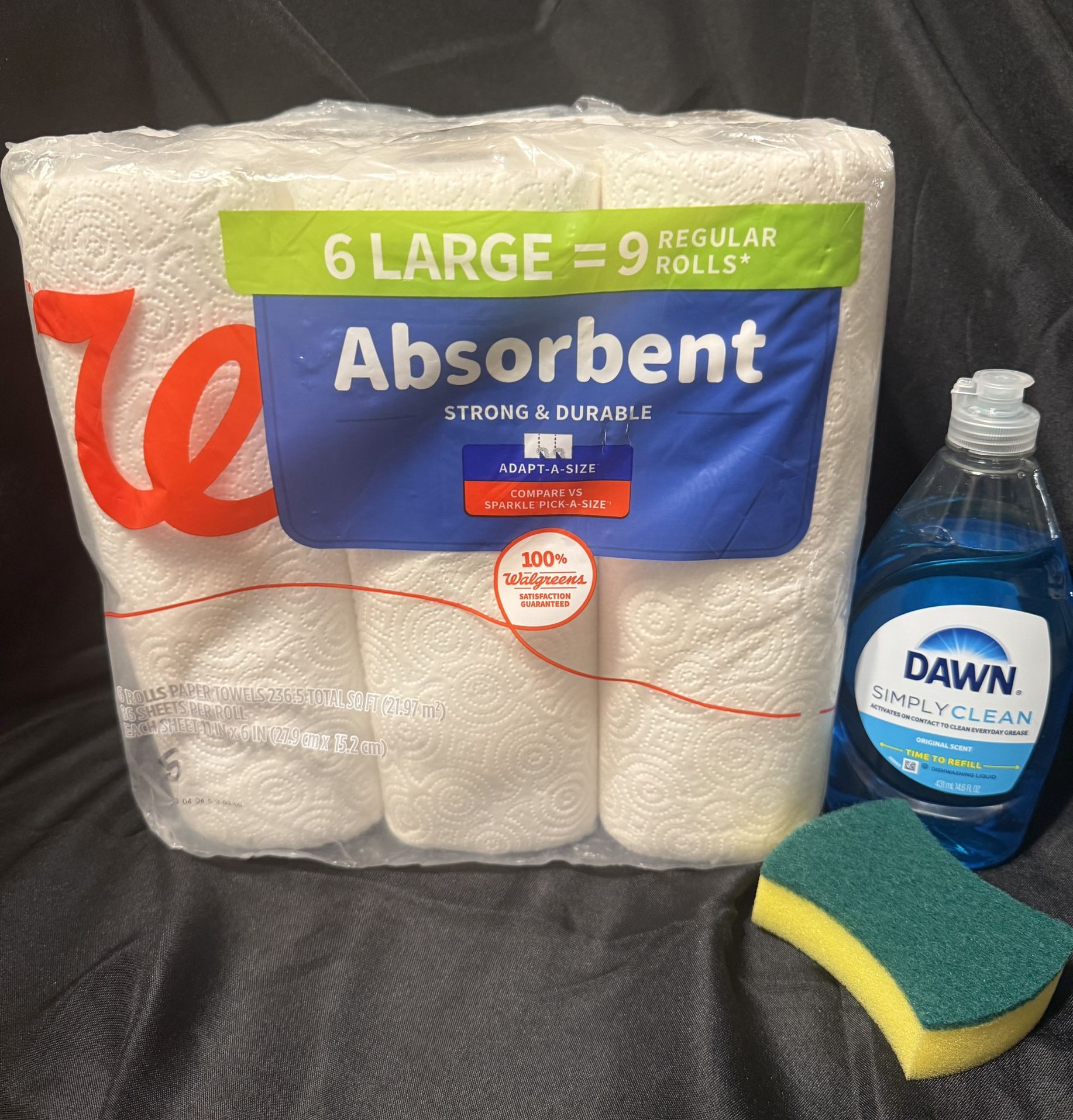 Dawn, Paper Towels, Sponge