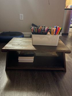 Rustic Wooden Meditation Altar Table – Dark Wood