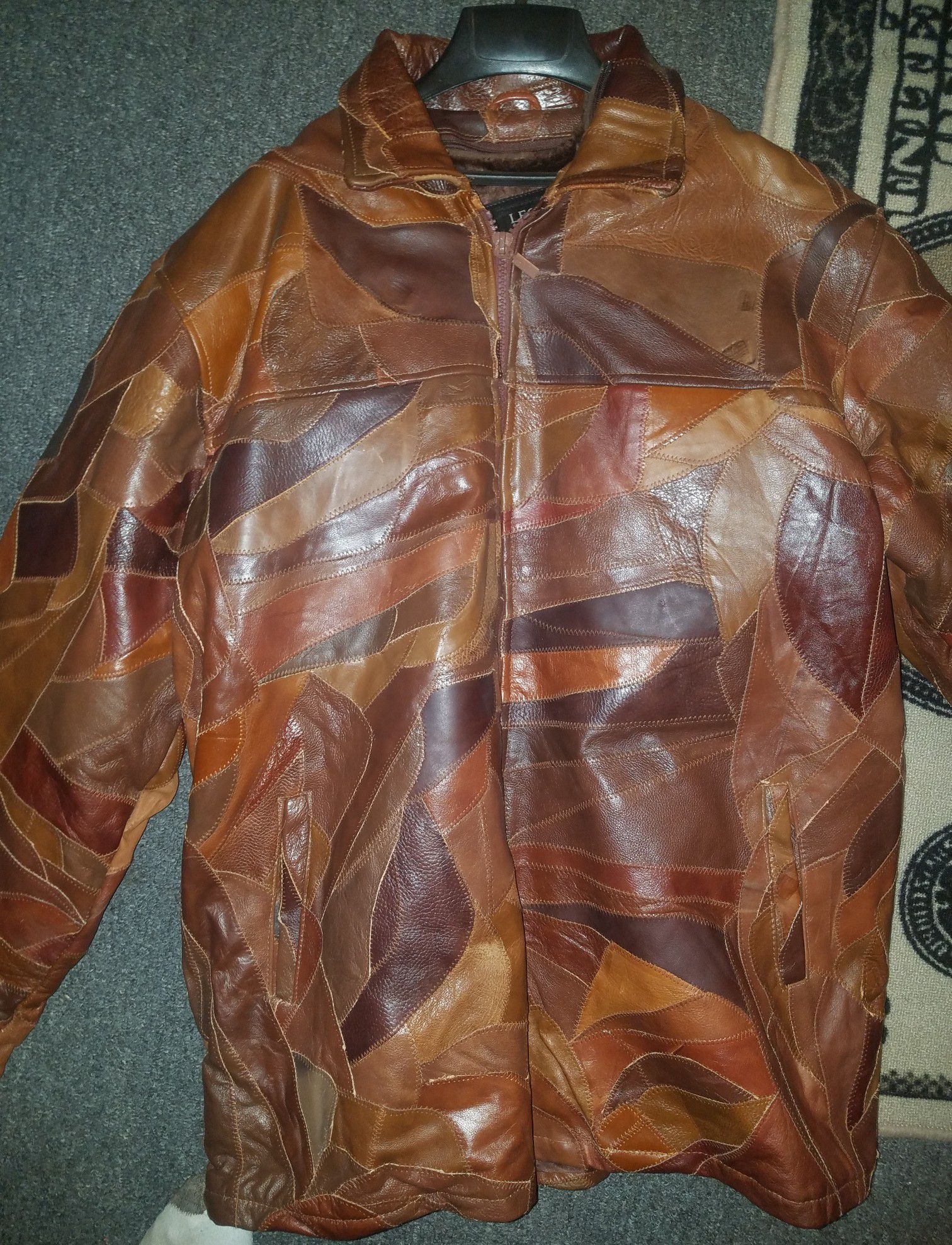 New size 4X mens Patchwork leather jacket/lining