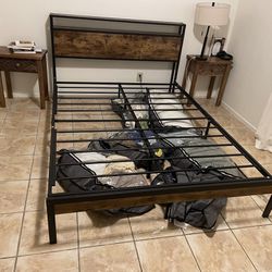 Bed frame With Shelf (orig. $214) Queen Sized