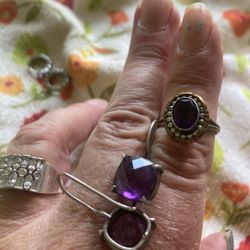 Sterling Silver Amethyst Ring And Earrings 