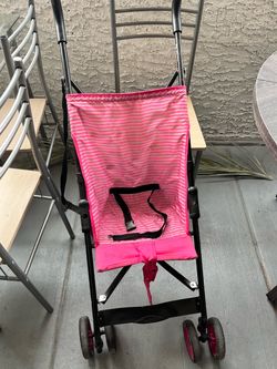 Pink Striped Umbrella Stroller