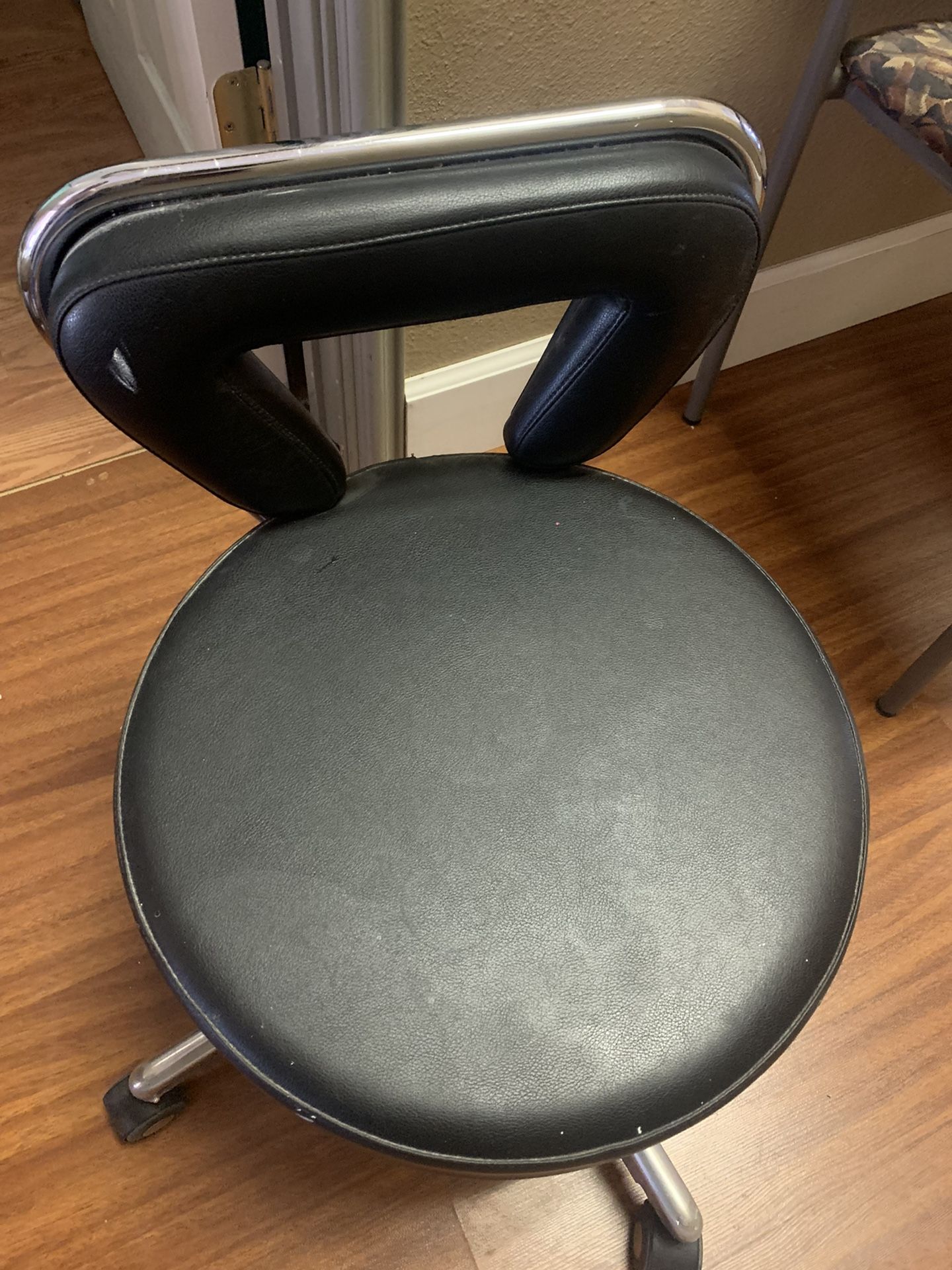 swivel chair, short rolling  stool. 