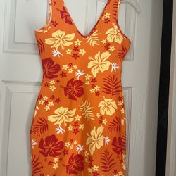 Womens Floral Fitted Sleeveless Dress 