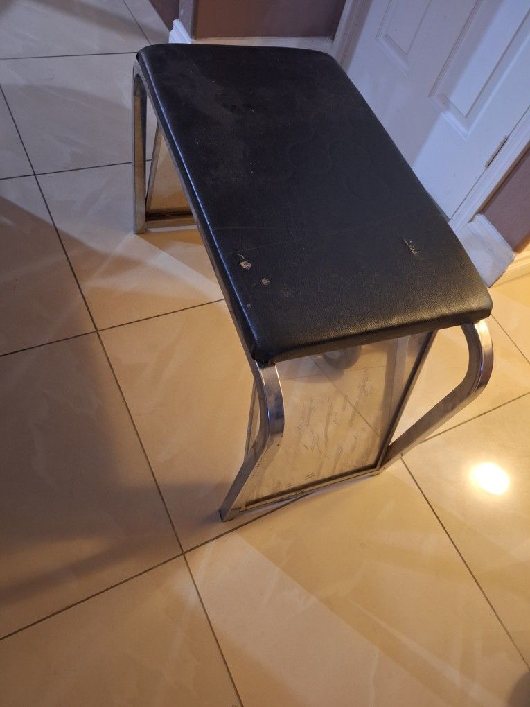 Black, Shoe Bench Stool With Mirror