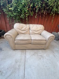 Beige leather couch