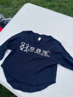 Navy Blue “You and Me” Long Sleeve Ribbed Top
