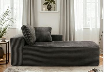 Gray Left Arm Facing Faux Rabbit Fur Polyester One Arm Sectional Chaise Lounge(Set of 1)