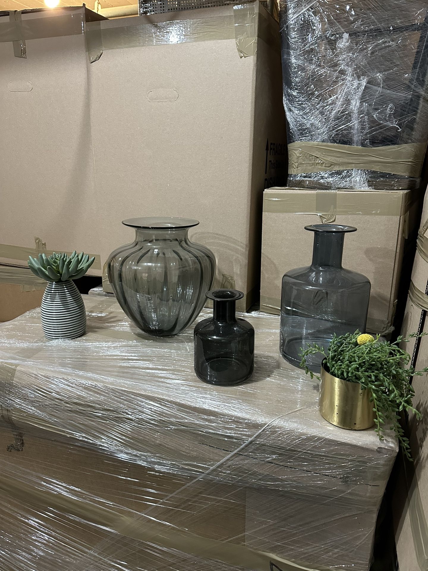 Fake Decorative Plants And Vases 