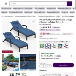 Wicker Outdoor Chaise Lounge Set With Cushions 