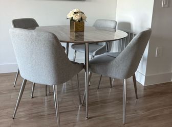 Round Marble Dining Table with 4 Chairs