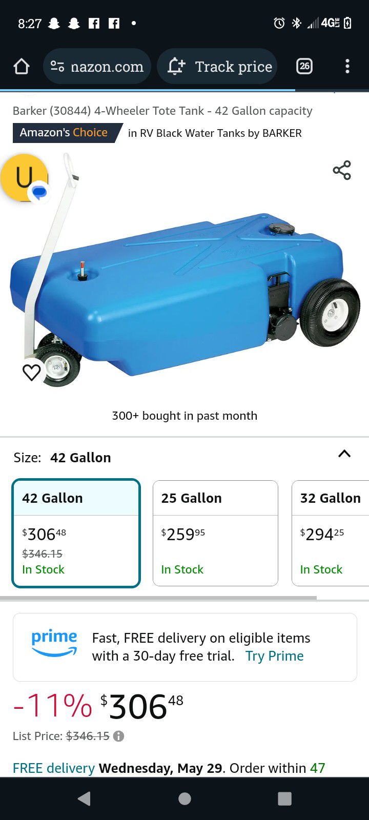 Brand-new Never Used Septic Rv Tank On Wheels