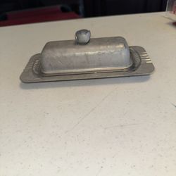Vintage Aluminum Butter Dish with Lid
