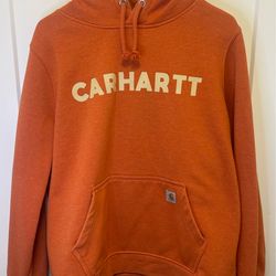 Preowned - Carhartt Hoodie Sweatshirt Pullover XL Youth (16-18) Relaxed Fit Orange (Please Read Description )