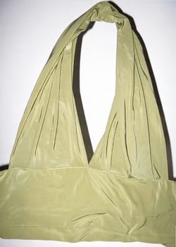 Sage Green Satin Halter Bikini Top