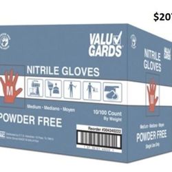 1 Case ValuGards Nitrile Medium Disposable Glove       10 boxes of 100 Gloves each  