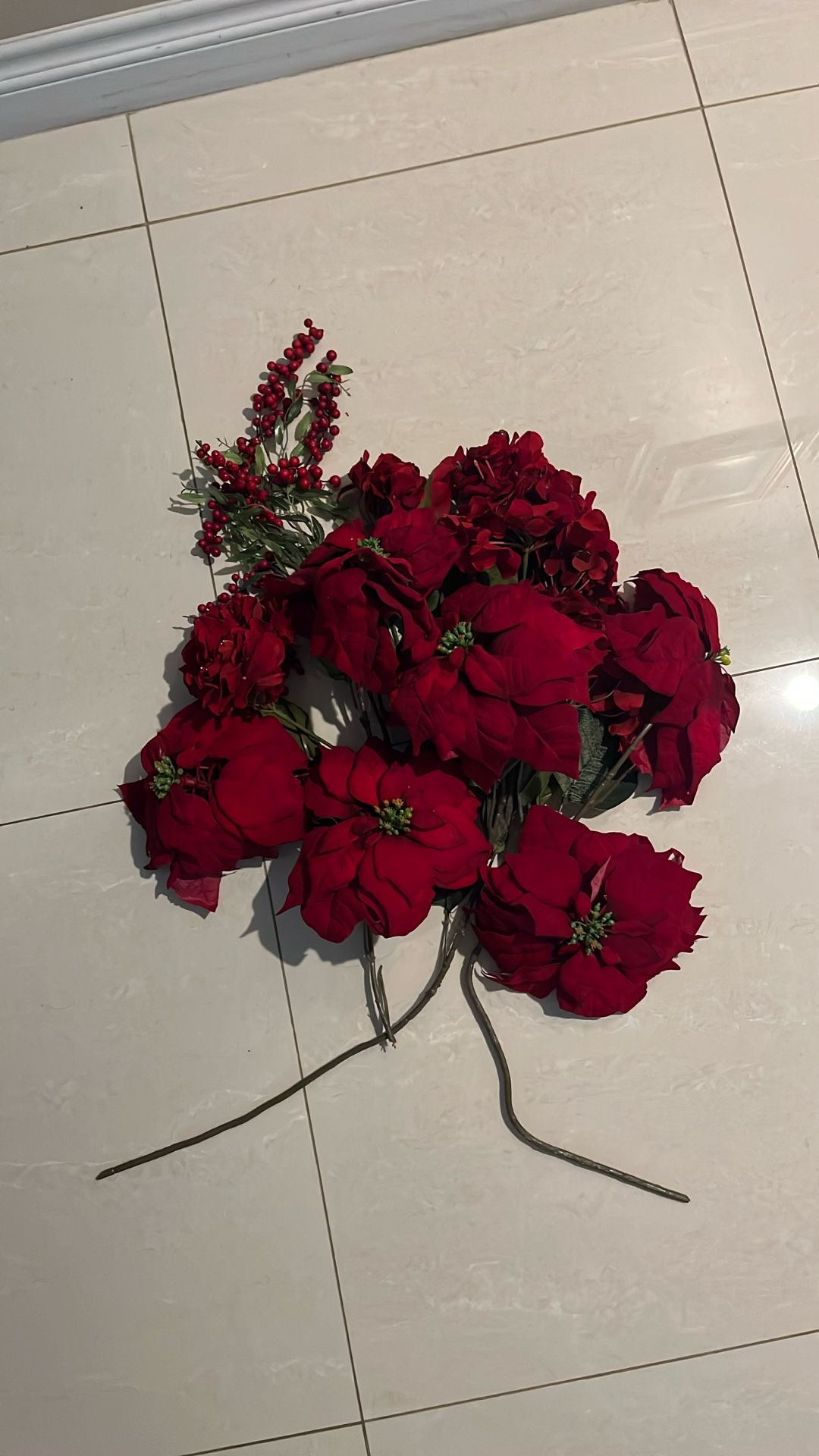 Bunch Of Velvet Christmas Flowers , $19