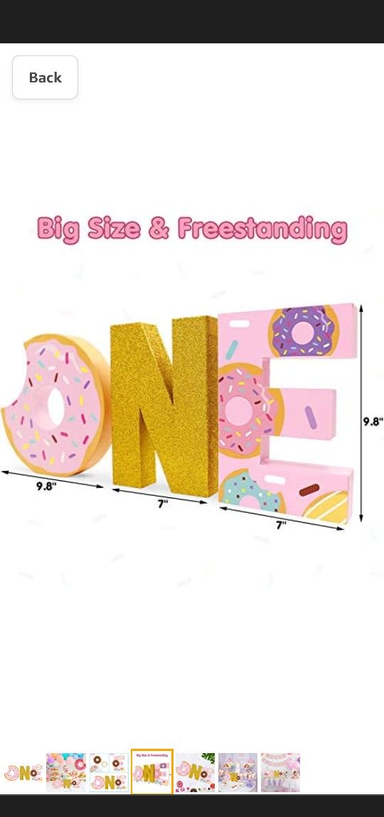 Donut Large O.N.E Letter Baby Sign