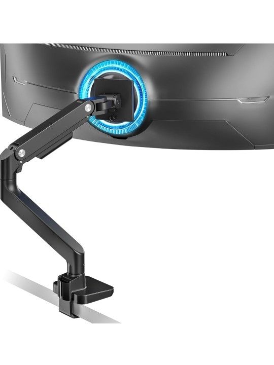 ARES WING Ultrawide Monitor Arm for 17 to 49 Inch Heavy Duty Curved Screen, Holds 44 Lbs, Adjustable Gas Spring Monitor Arm Desk Mount with C Clamp