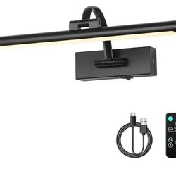 9194: New Picture Lights Battery Operated with Remote and Dimmable Function, Rechargeable Gallery Light Black Art Light Wireless Painting Lights 16'' 