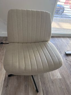 Beige Fabric Armless Accent Chair