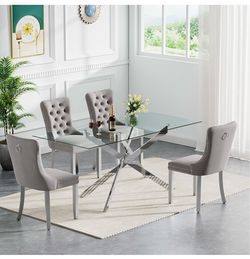 Glass Top Dining Table and Chair Set