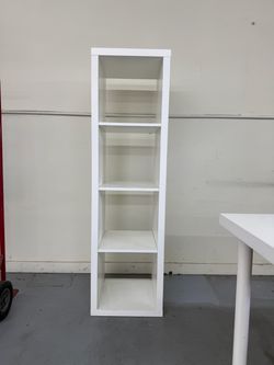 White 4-Shelf Narrow Bookcase