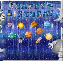 Space Astronaut Birthday Party Decorations Kit " Astronaut UFO Foil  Happy Birthday