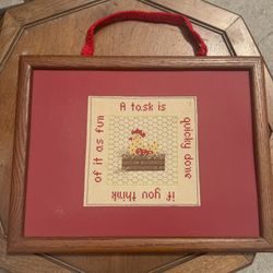 Vintage Handmade Cross-Stitch Sampler Framed Artwork