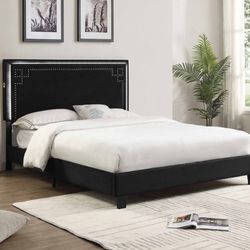Brand New Black Queen Size Velvet Bed Frame With New Mattress/Fast Delivery