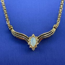 14Kt Yellow Gold Weave 18” Opal Necklace 6.80g I-1853
