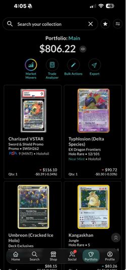 Pokemon singles and 1 Zard slab PSA 9