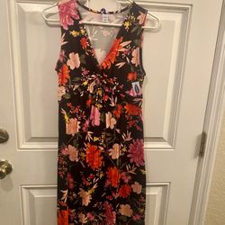 New Old Navy Black Floral Midi Dress