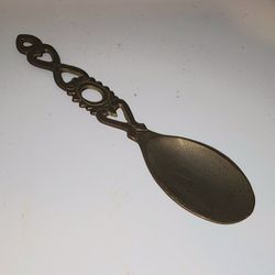 Vintage Welsh brass Love spoon 