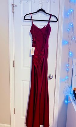 Burgundy Red satin prom dress