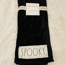 Rae Dunn SPOOKY Black Throw Blanket